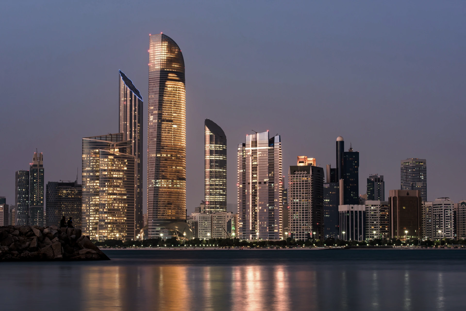 Waterfront city skyline
