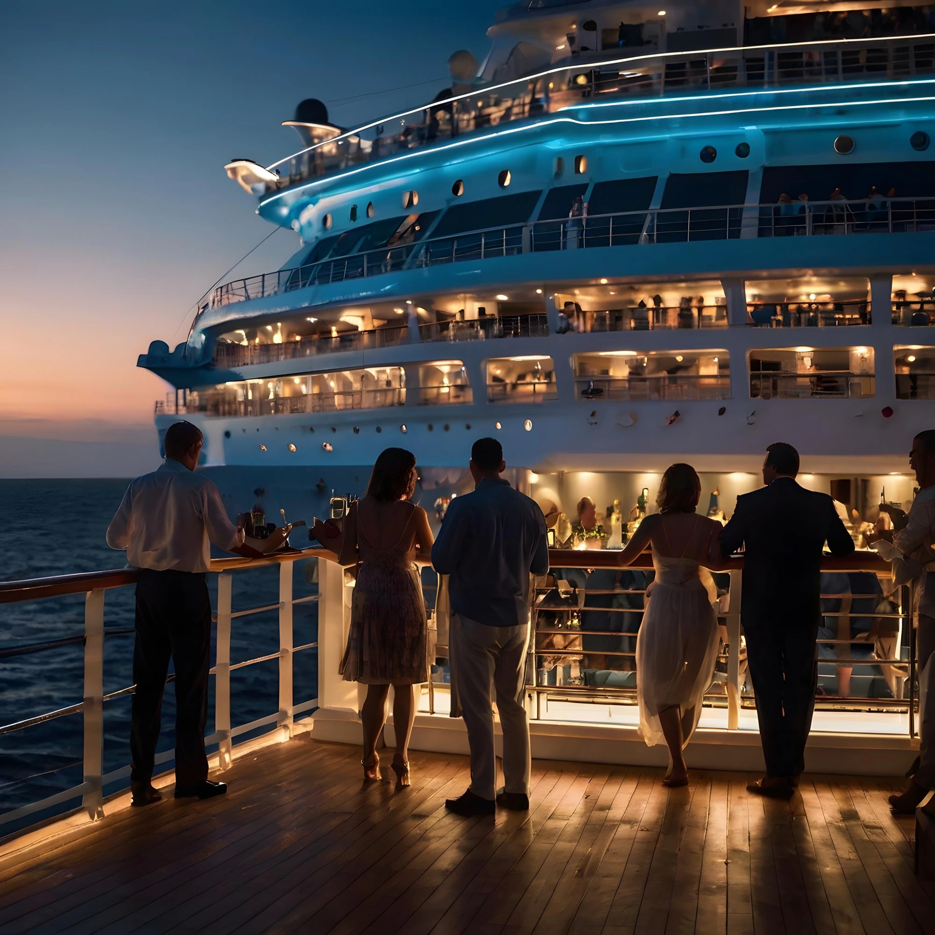 Guests beside a yacht